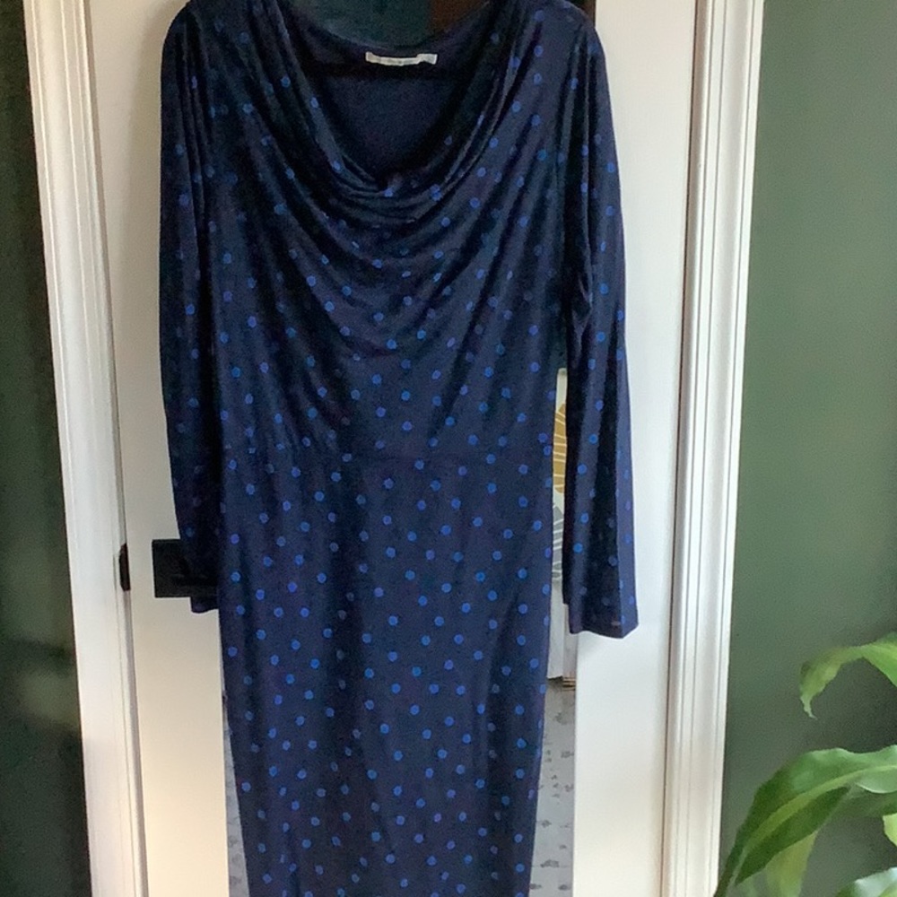 Boden Helena Cowl Neck Polka Dot Shift Dress 16R Gently Loved!
